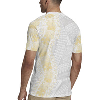 Niue White Sunday Rugby Jersey Niuean Hiapo With Puakenikeni Lei