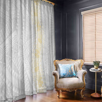 Niue White Sunday Window Curtain Niuean Hiapo With Puakenikeni Lei