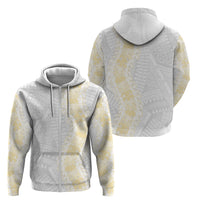 Niue White Sunday Zip Hoodie Niuean Hiapo With Puakenikeni Lei