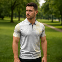 Niue White Sunday Zipper Polo Shirt Niuean Hiapo With Puakenikeni Lei