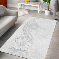 American Samoa White Sunday Area Rug Polynesian Pattern With Tropical Flowers
