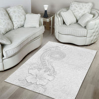 American Samoa White Sunday Area Rug Polynesian Pattern With Tropical Flowers