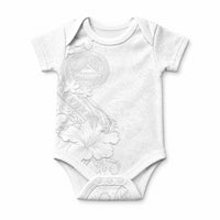 American Samoa White Sunday Baby Onesie Polynesian Pattern With Tropical Flowers