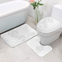 American Samoa White Sunday Bathroom Set Polynesian Pattern With Tropical Flowers