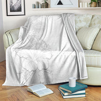 American Samoa White Sunday Blanket Polynesian Pattern With Tropical Flowers