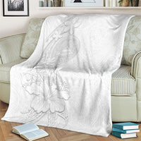 American Samoa White Sunday Blanket Polynesian Pattern With Tropical Flowers