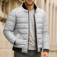 American Samoa White Sunday Bomber Puffer Jacket Polynesian Pattern With Tropical Flowers