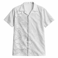 American Samoa White Sunday Hawaiian Shirt Polynesian Pattern With Tropical Flowers