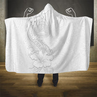 American Samoa White Sunday Hooded Blanket Polynesian Pattern With Tropical Flowers