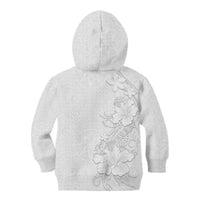 American Samoa White Sunday Kid Hoodie Polynesian Pattern With Tropical Flowers