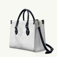 American Samoa White Sunday Leather Bag Polynesian Pattern With Tropical Flowers