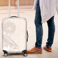 American Samoa White Sunday Luggage Cover Polynesian Pattern With Tropical Flowers