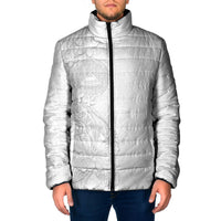American Samoa White Sunday Padded Jacket Polynesian Pattern With Tropical Flowers