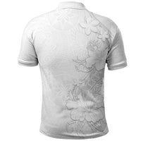 American Samoa White Sunday Polo Shirt Polynesian Pattern With Tropical Flowers