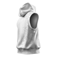American Samoa White Sunday Sleeveless Hoodie Polynesian Pattern With Tropical Flowers