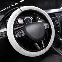 American Samoa White Sunday Steering Wheel Cover Polynesian Pattern With Tropical Flowers
