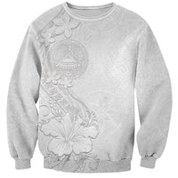 American Samoa White Sunday Sweatshirt Polynesian Pattern With Tropical Flowers
