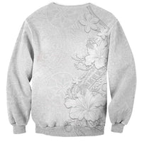 American Samoa White Sunday Sweatshirt Polynesian Pattern With Tropical Flowers