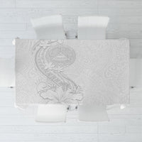 American Samoa White Sunday Tablecloth Polynesian Pattern With Tropical Flowers