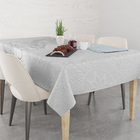 American Samoa White Sunday Tablecloth Polynesian Pattern With Tropical Flowers