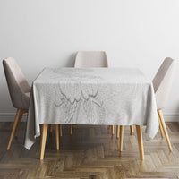 American Samoa White Sunday Tablecloth Polynesian Pattern With Tropical Flowers