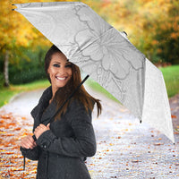 American Samoa White Sunday Umbrella Polynesian Pattern With Tropical Flowers