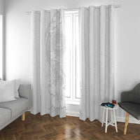 American Samoa White Sunday Window Curtain Polynesian Pattern With Tropical Flowers