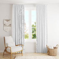 American Samoa White Sunday Window Curtain Polynesian Pattern With Tropical Flowers