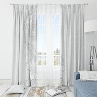 American Samoa White Sunday Window Curtain Polynesian Pattern With Tropical Flowers