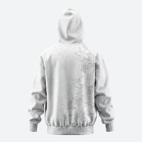 American Samoa White Sunday Zip Hoodie Polynesian Pattern With Tropical Flowers