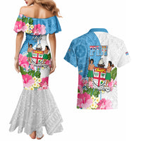 Fiji Day Couples Matching Mermaid Dress and Hawaiian Shirt Tanoa Hibiscus Fijian Tapa Masi Pattern LT05 - Polynesian Pride