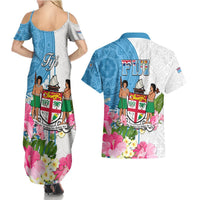 Fiji Day Couples Matching Summer Maxi Dress and Hawaiian Shirt Tanoa Hibiscus Fijian Tapa Masi Pattern LT05 - Polynesian Pride
