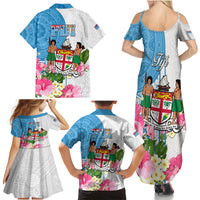 Fiji Day Family Matching Summer Maxi Dress and Hawaiian Shirt Tanoa Hibiscus Fijian Tapa Masi Pattern LT05 - Polynesian Pride