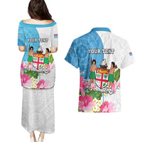 Personalized Fiji Day Couples Matching Puletasi Dress and Hawaiian Shirt Tanoa Hibiscus Fijian Tapa Masi Pattern LT05 - Polynesian Pride