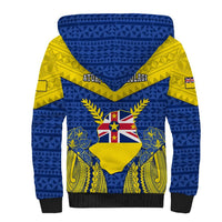 Niue Constitution Day Sherpa Hoodie Coat Of Arms Niuean Hiapo Pattern LT05 - Polynesian Pride