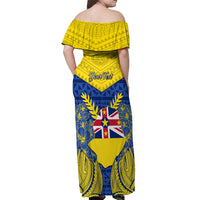 personalized-niue-constitution-day-off-shoulder-maxi-dress-coat-of-arms-niuean-hiapo-pattern