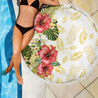 Hawaii Discoverers Day Beach Blanket Tropical Hibiscus Glitter White LT05 - Polynesian Pride