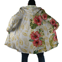 Hawaii Discoverers Day Cloak Tropical Hibiscus Glitter White LT05 - Polynesian Pride