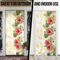 Hawaii Discoverers Day Door Cover Tropical Hibiscus Glitter White