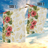 Hawaii Discoverers Day Garden Flag Tropical Hibiscus Glitter White LT05 - Polynesian Pride