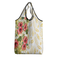 Hawaii Discoverers Day Grocery Bag Tropical Hibiscus Glitter White LT05 - Polynesian Pride