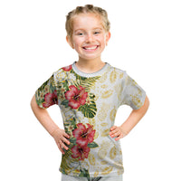 Hawaii Discoverers Day Kid T Shirt Tropical Hibiscus Glitter White
