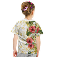 Hawaii Discoverers Day Kid T Shirt Tropical Hibiscus Glitter White