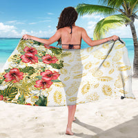 Hawaii Discoverers Day Sarong Tropical Hibiscus Glitter White LT05 - Polynesian Pride