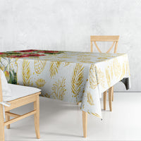 Hawaii Discoverers Day Tablecloth Tropical Hibiscus Glitter White LT05 - Polynesian Pride