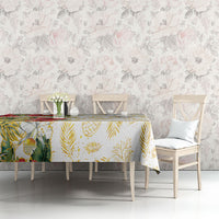 Hawaii Discoverers Day Tablecloth Tropical Hibiscus Glitter White LT05 - Polynesian Pride