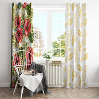Hawaii Discoverers Day Window Curtain Tropical Hibiscus Glitter White