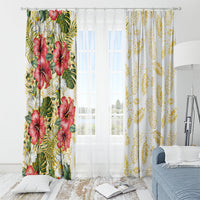 Hawaii Discoverers Day Window Curtain Tropical Hibiscus Glitter White