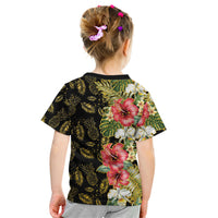 Hawaii Discoverers Day Kid T Shirt Tropical Hibiscus Glitter Black