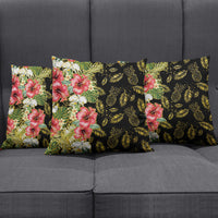 Hawaii Discoverers Day Pillow Cover Tropical Hibiscus Glitter Black LT05 - Polynesian Pride